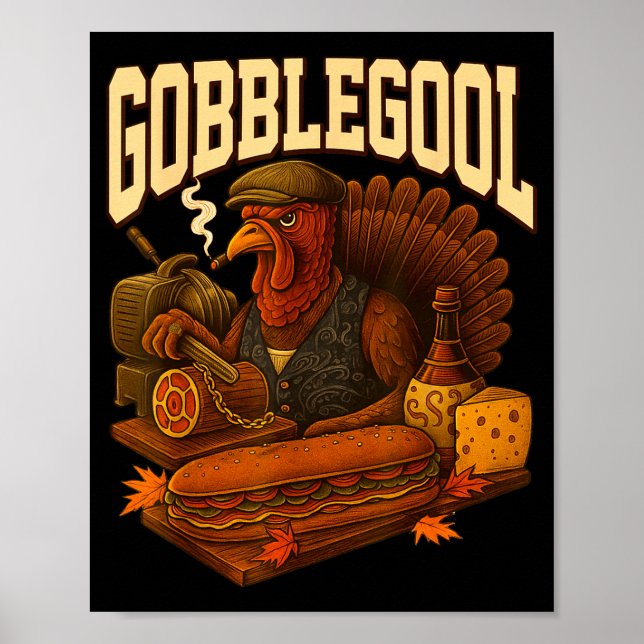 Póster Gobbol Turkey Gobble Gool Thanksgiving Retro  (Frente)