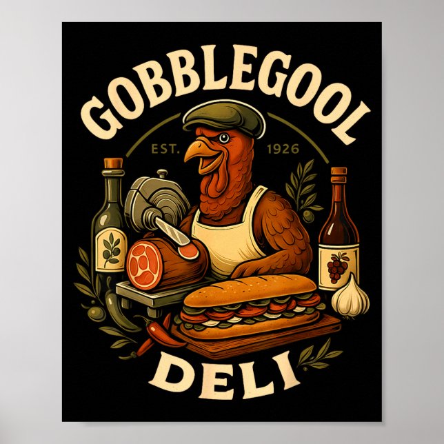 Póster Gobbol Turkey Thanksgiving Italian Turkey Chef  (Frente)