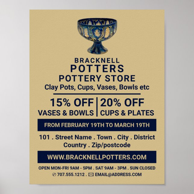 Póster Goblet de cerámica, tienda de cerámica, publicidad (Frente)