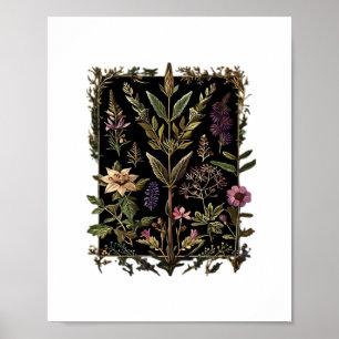 Póster Goblincore Bruja Victoriana Hierbas Clásico