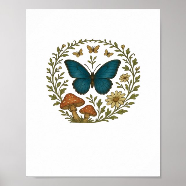 Póster Goblincore Butterfly Fairycore Botanical Apparel C (Frente)