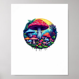 Póster Goblincore Hongos Coloridos Clásicos