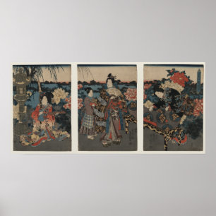 Póster Goce de un jardín de Peonies