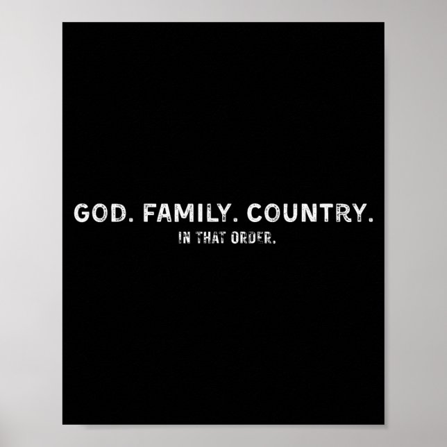 Póster God Family Country In That Order  (Frente)