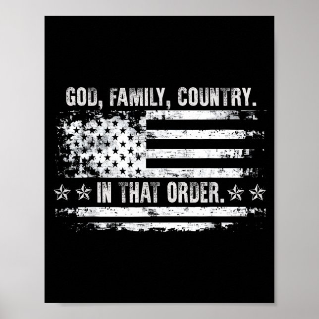 Póster God Family Country Patriotic Faith Pride Usa For S (Frente)