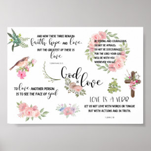 Póster God is Love Bible Verse Inspirational Phrases