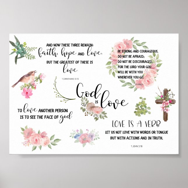 Póster God is Love Bible Verse Inspirational Phrases (Frente)