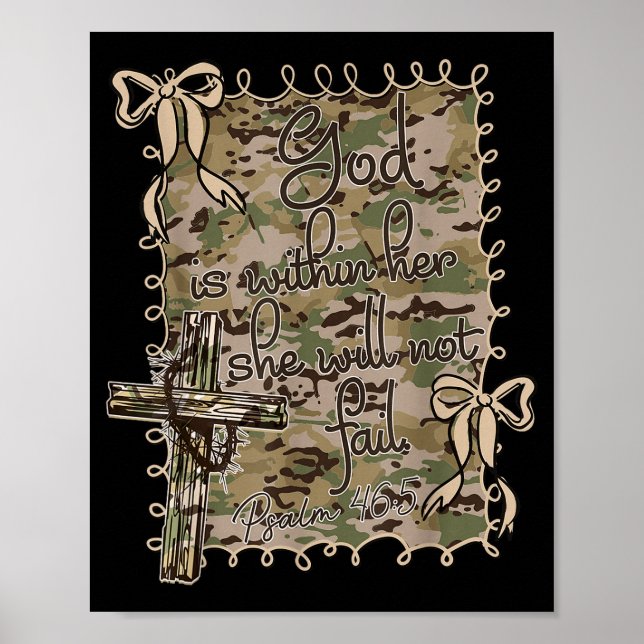 Póster God Is Within Her She Will Not Fail Christian Bibl (Frente)