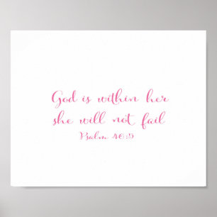 Póster God is within her she will not fail - pink