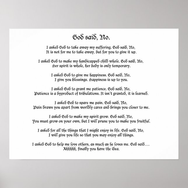 Póster God said no: Poster (Frente)