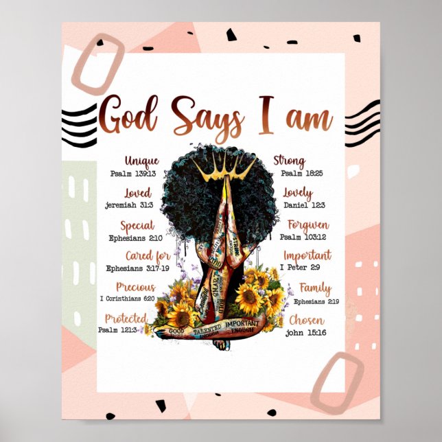 Póster God Says I AM Black Christian Women (Frente)