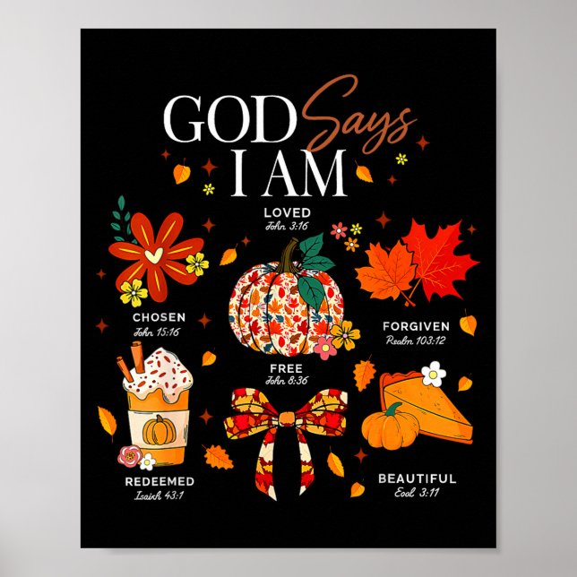 Póster God Says I Am Fall Vibes Autumn Christian Women Me (Frente)