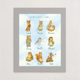 Póster God Says I Am – Scripture Declaration Nursery Wal