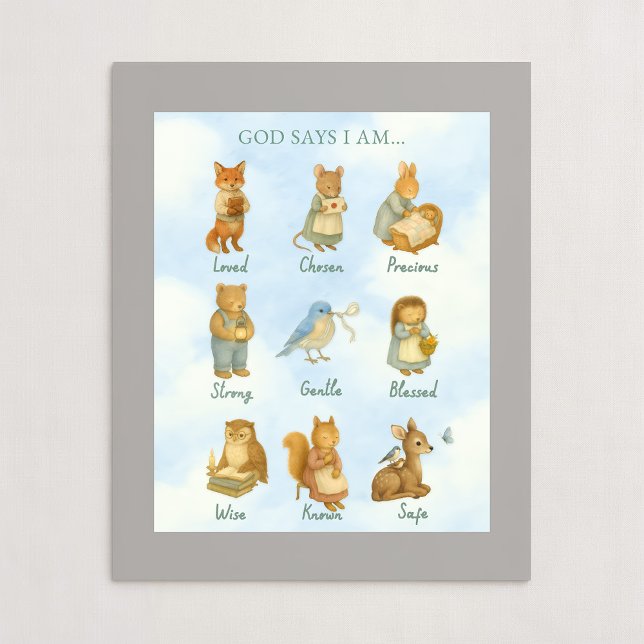 Póster God Says I Am – Scripture Declaration Nursery Wal (Subido por el creador)