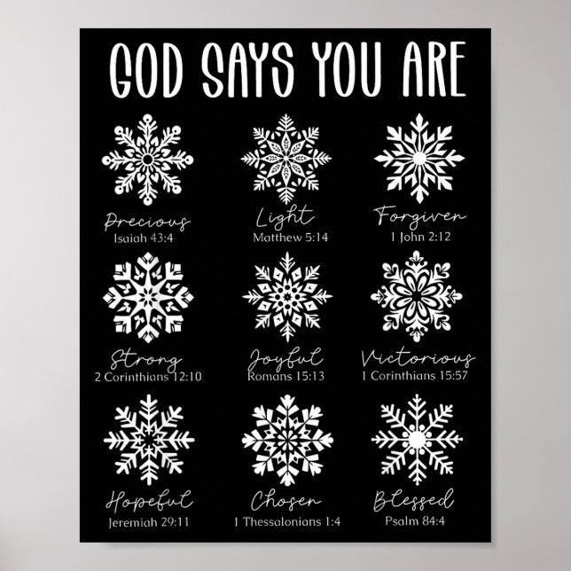 Póster God Says You Are Christian Snowflake Christmas Bib (Frente)