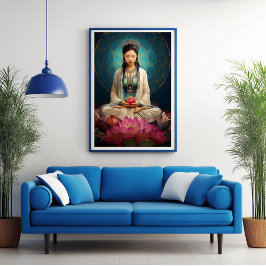 Póster Goddess Quan Yin High Frequency Portrait Painting