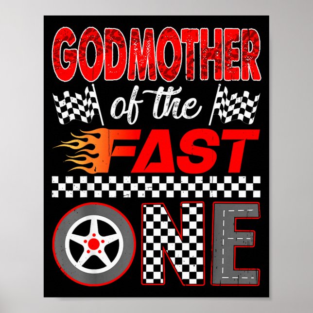 Póster Godmother Of The Fast One First Birthday Racing Ca (Frente)