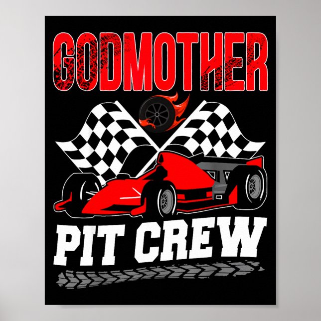 Póster Godmother T Crew Racing Family Race Car Birthday B (Frente)