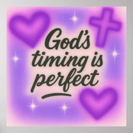 Póster god's timing is perfect airbrush retro 90s purple