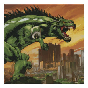 Póster Godzilla como el Monstruo Kaiju