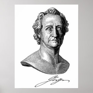 Póster Goethe Bust with Signature