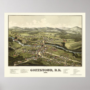 Póster Goffstown, mapa panorámico del NH - 1887