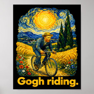 Póster Gogh montando divertido ciclismo cielo nocturno ar