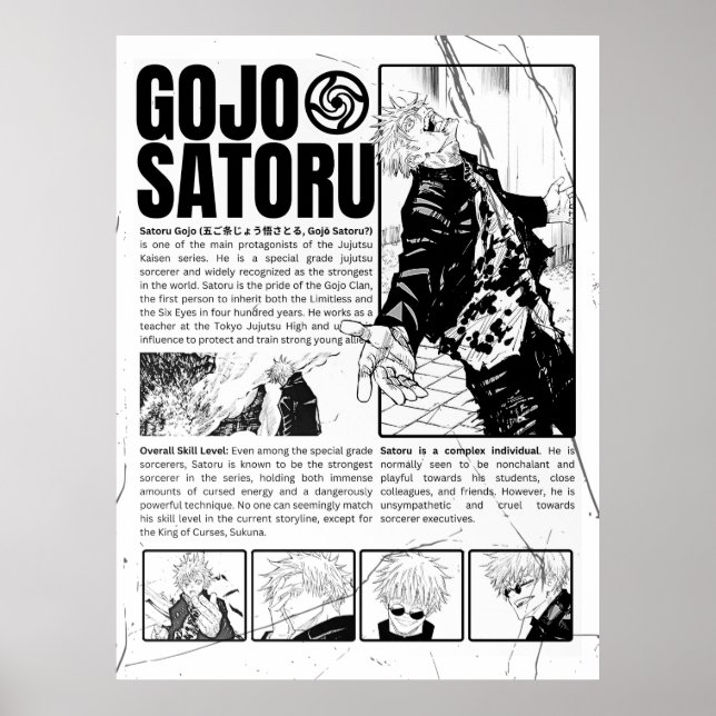 Póster Gojo Satoru Manga Art – Jujutsu Kaisen, FanArt (Frente)