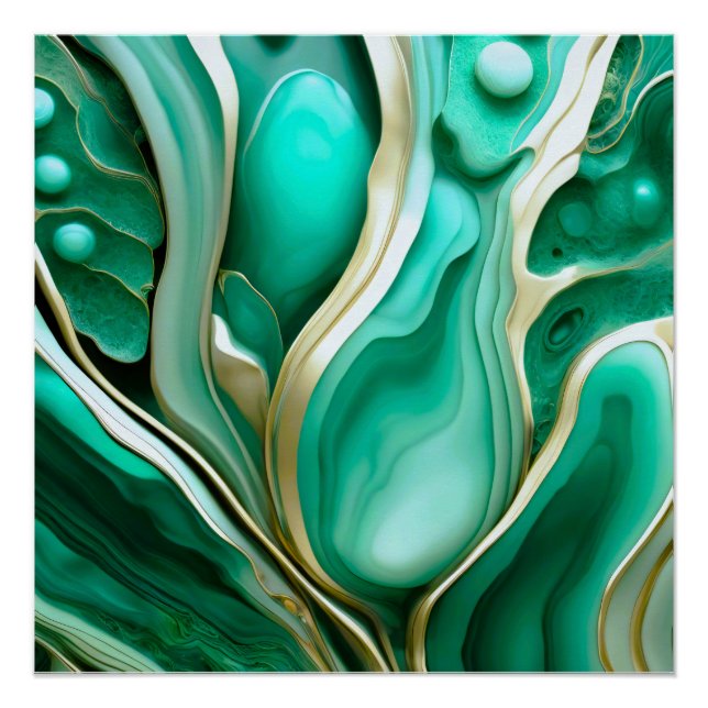Póster Gold Adern: Digitale Hommage an grüne Mineralien (Anverso)