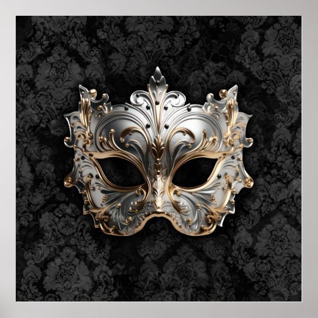 Póster Gold and Silver Filigree Venetian Mask (Frente)