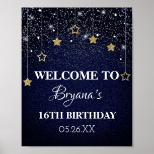Póster Gold Blue Prom Under Stars Starry Night Birday