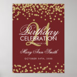 Póster Gold Burgundy Glitter Confetti 21st Birthday<br><div class="desc">Elegant 21st Birthday Gold Faux Glitter Confetti Burgundy banner template.</div>