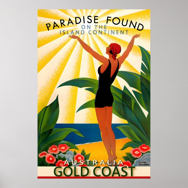 Póster Gold Coast Australia Travel Poster Queensland New (Frente)