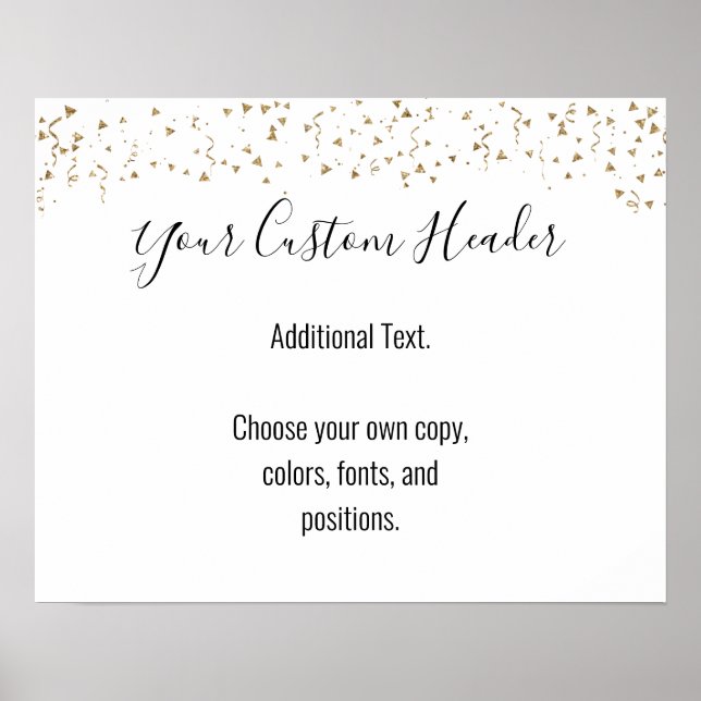 Póster Gold Confetti Casual Do It Yourself Festive Sign (Frente)