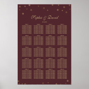 Póster Gold Confetti Love Burgundy Boda