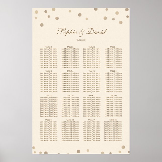 Póster Gold Confetti Love Champagne Boda (Frente)