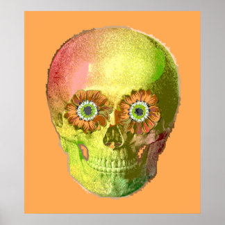 Póster Gold Daisy Skull
