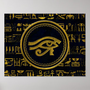 Póster Gold Egyptian Eye of Horus - Wadjet