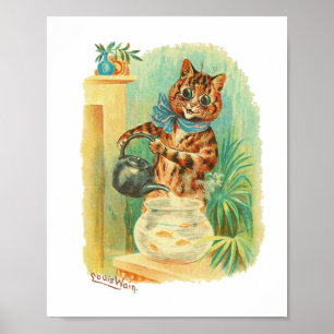 Póster Gold Fish Louis Wain Cats