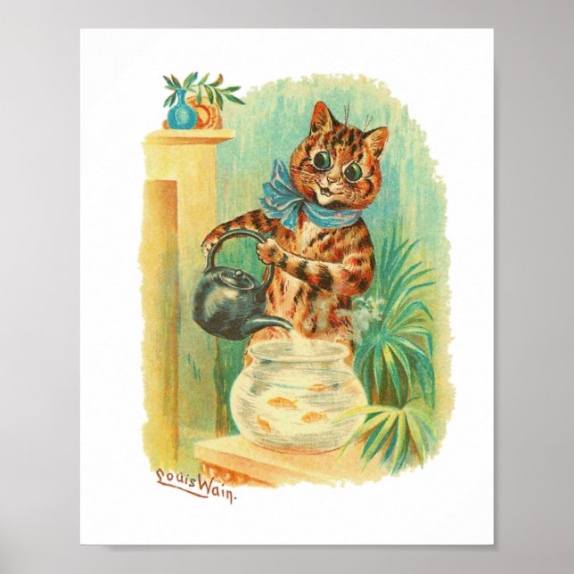 Póster Gold Fish Louis Wain Cats (Frente)