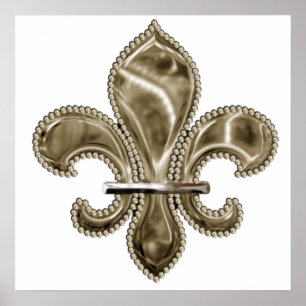 Póster Gold Fleur de Lis Print