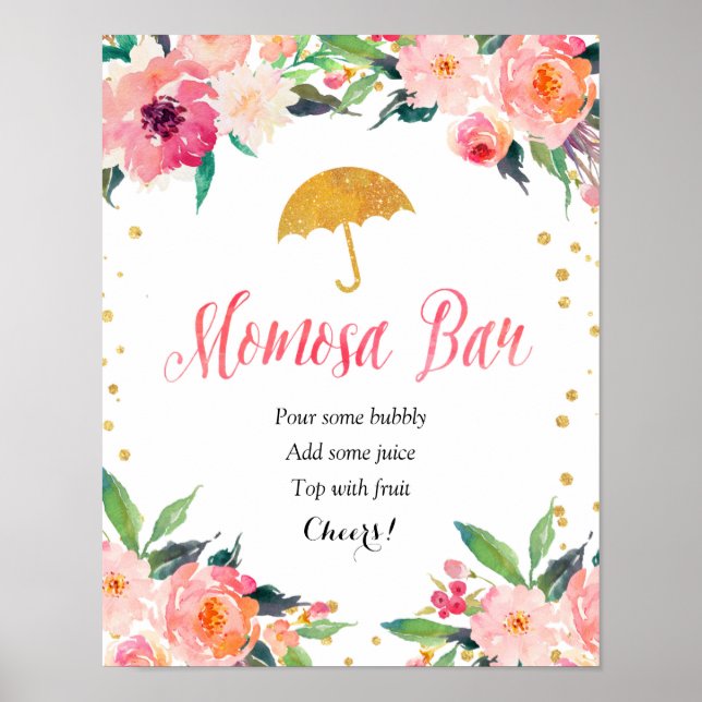 Póster Gold Floral April Shower Momosa Bar (Frente)