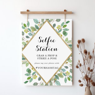 Póster Gold Geometric Calligraphy Selfie Station Sign