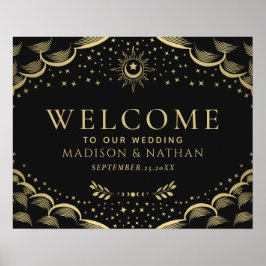 Póster Gold Gothic Tarot Card Wedding Welcome Sign