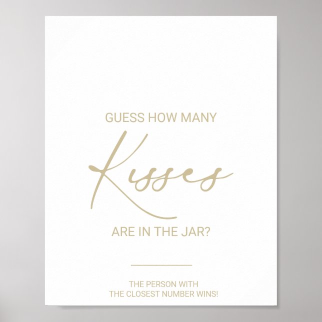 Póster Gold Idyllic Cuántos Besos Juega De Ducha De Novia (Frente)