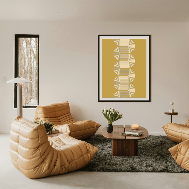Póster Gold Lombard Wavy Lines Modern Minimal Art Print (Subido por el creador)