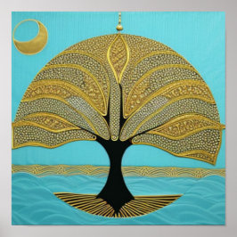 Póster Gold Nautical Tree of Life Poster