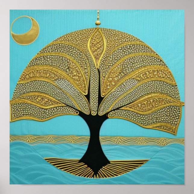 Póster Gold Nautical Tree of Life Poster (Frente)