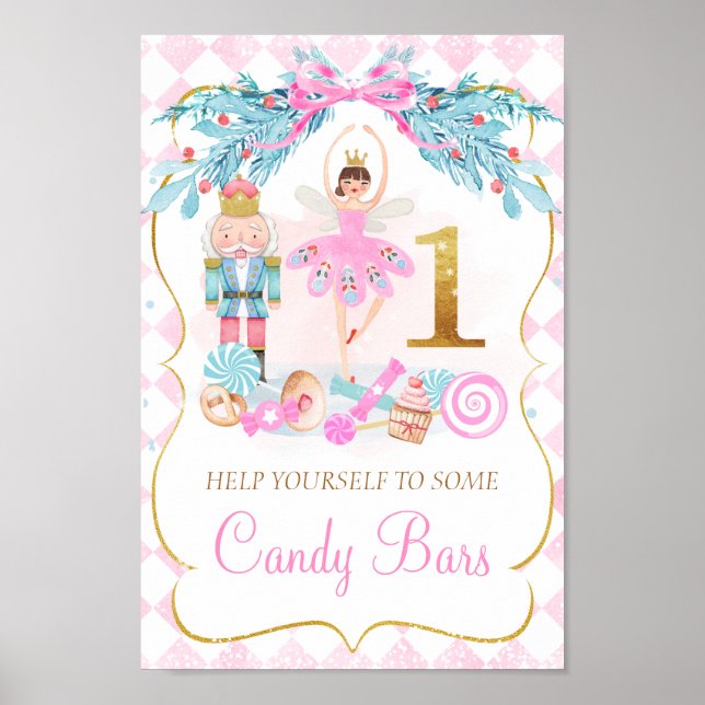 Póster Gold One Nutcracker Land of Sweets Birday Rótulo (Frente)