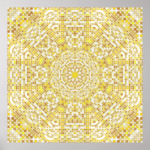 Póster Gold pattern texture with golden mosaics in the By